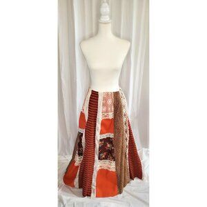 Carefree Fashions Patchwork Hippie Maxi Skirt Womens XL Floral Boho Fall Lined